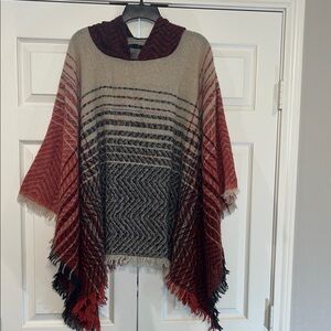 Marc New York Red and Black Hooded Poncho